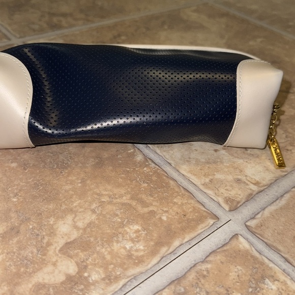 Guerlain Paris Cosmetic Make-up Skincare Bag Travel Pouch Navy Blue White Vinyl - Picture 7 of 14